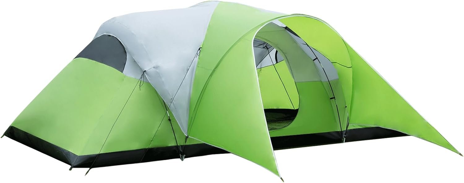 8/10 Person Camping Tent with Porch, Large Family Tents for Camping Includes Rainfly & Carry Bag, Easy Setup Dome Tents for Outdoor Camping Picnic Backyard