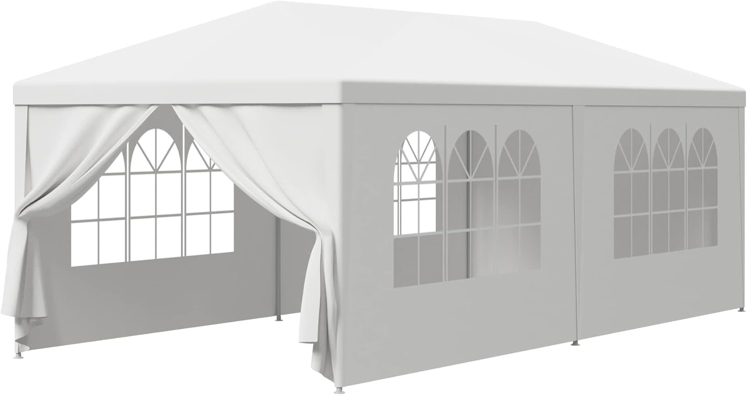 10' x 20' Outdoor White Waterproof Gazebo Canopy Tent with Removable Sidewalls Windows Heavy Duty Tent for Party Wedding Events Beach BBQ…