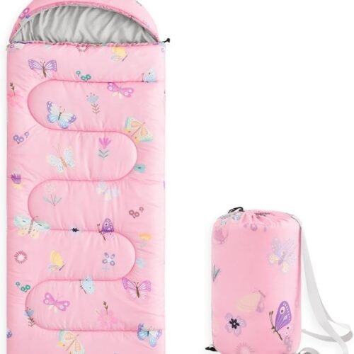 Kids Sleeping Bag for Girls Toddlers, Camping in Warm Cold Weather, Backpacking Lightweight Compact Outdoor Liner for 3 Seasons Summer Spring Fall