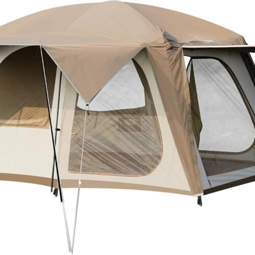 4-6 Person Camping Tent with 3 Door 2 Room Large Family Cabin Tents, Double Layer Waterproof Portable Glamping Tent, Big Tents for Outdoor Camping Hiking and Backpacking