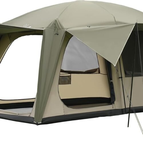 4-6 Person Camping Tent with 3 Door 2 Room Large Family Cabin Tents, Double Layer Waterproof Portable Glamping Tent, Big Tents for Outdoor Camping Hiking and Backpacking