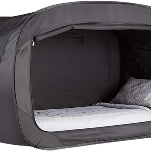Twin Bed Canopy Indoor Tent for Adults,Blackout Bed Tent,Portable Black Folding Sleep Tent