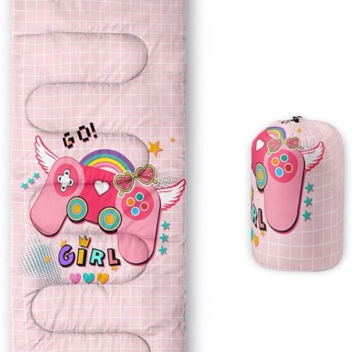 Kids Sleeping Bag for Boys Girls,Rocket Astronaut Moon Print-Lightweight Warm Portable Outdoor Indoor-Waterproof Cold Weather Resistant Sleeping Bag for Camping Hiking