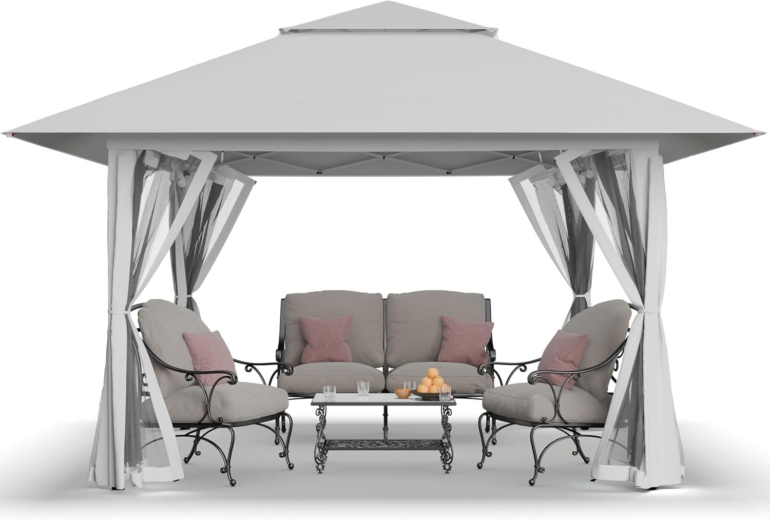 13x13 Pop Up Gazebo, Canopy Tent, Gazebos on Clearance - Outdoor Gazebo for Backyard & Patio Furniture Pop Up Tent with Wheeled Cover Bag (White)