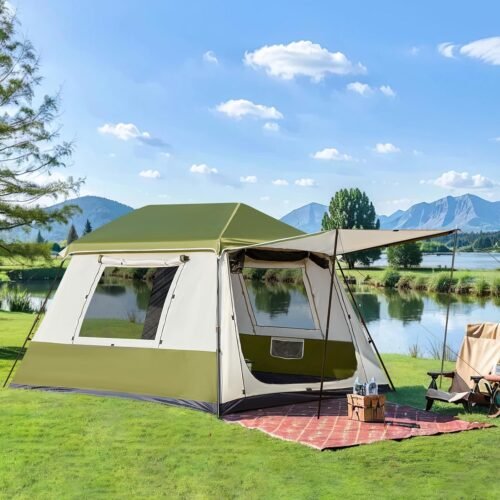 Instant Cabin Tent 4/8 Person, Family Large Camping Tent, 60s Easy Setup with Rainfly & Waterproof Portable with Carry Bag for Family Activities, 4 Season